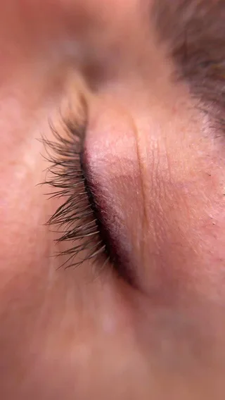 Healed shaded eyeliner, rich black along the lash line