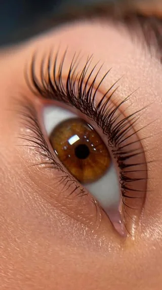 Healed lash lift result, close up