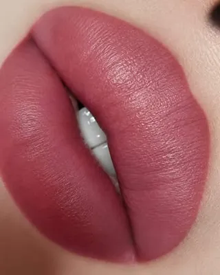 Healed lips in a muted mauve, close up
