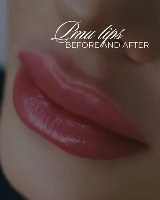 Healed lip blush, before and after