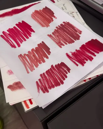 Hand-drawn pigment swatch sheets