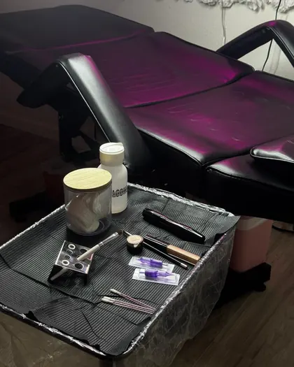 The treatment chair and instrument tray